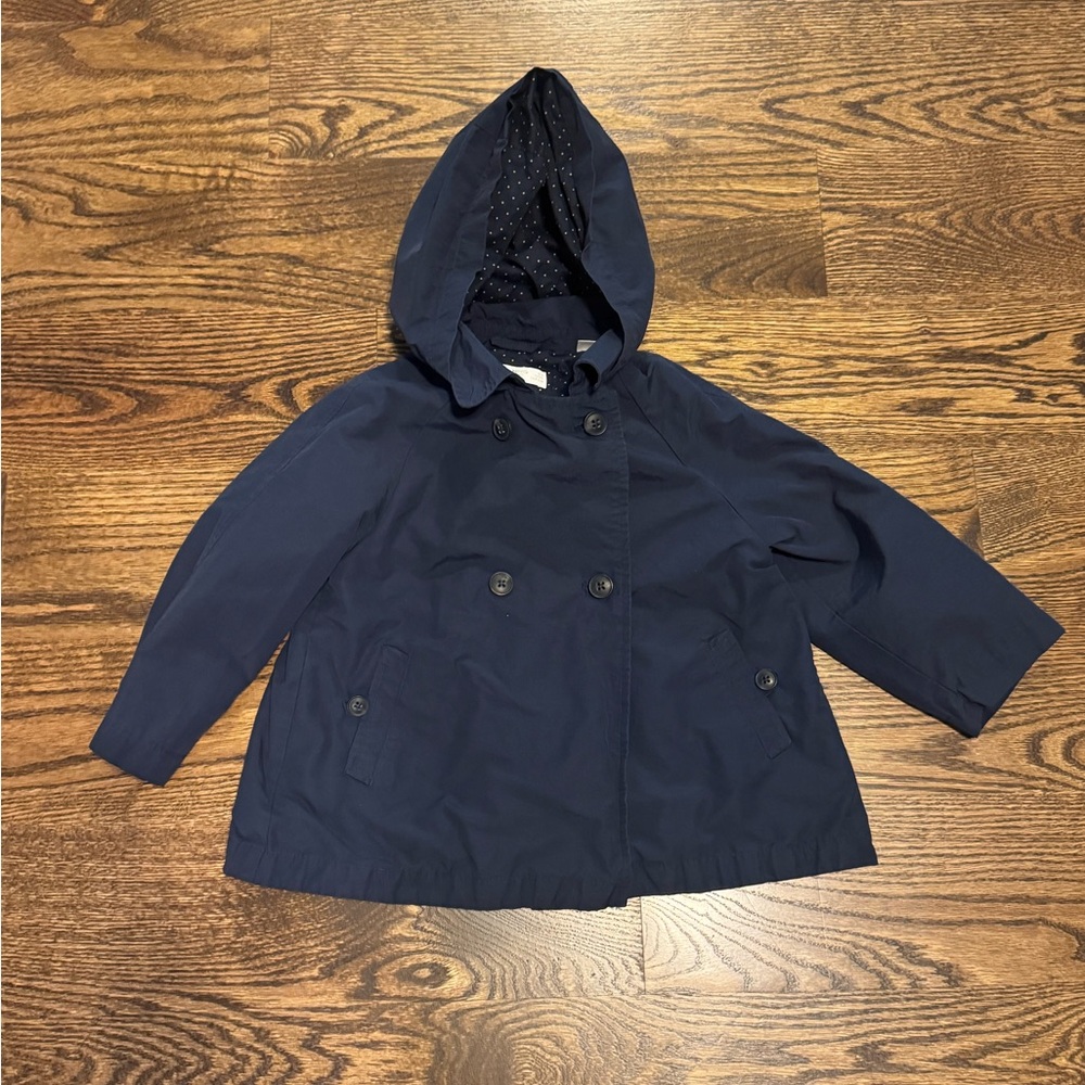 Mango Navy Blue Kids Hooded Jacket